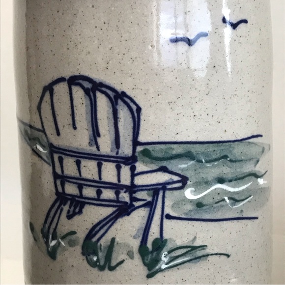 Great Bay Pottery Stoneware 6" Wine Chiller/Utensil Crock Holder Hand Decorated - Picture 5 of 14